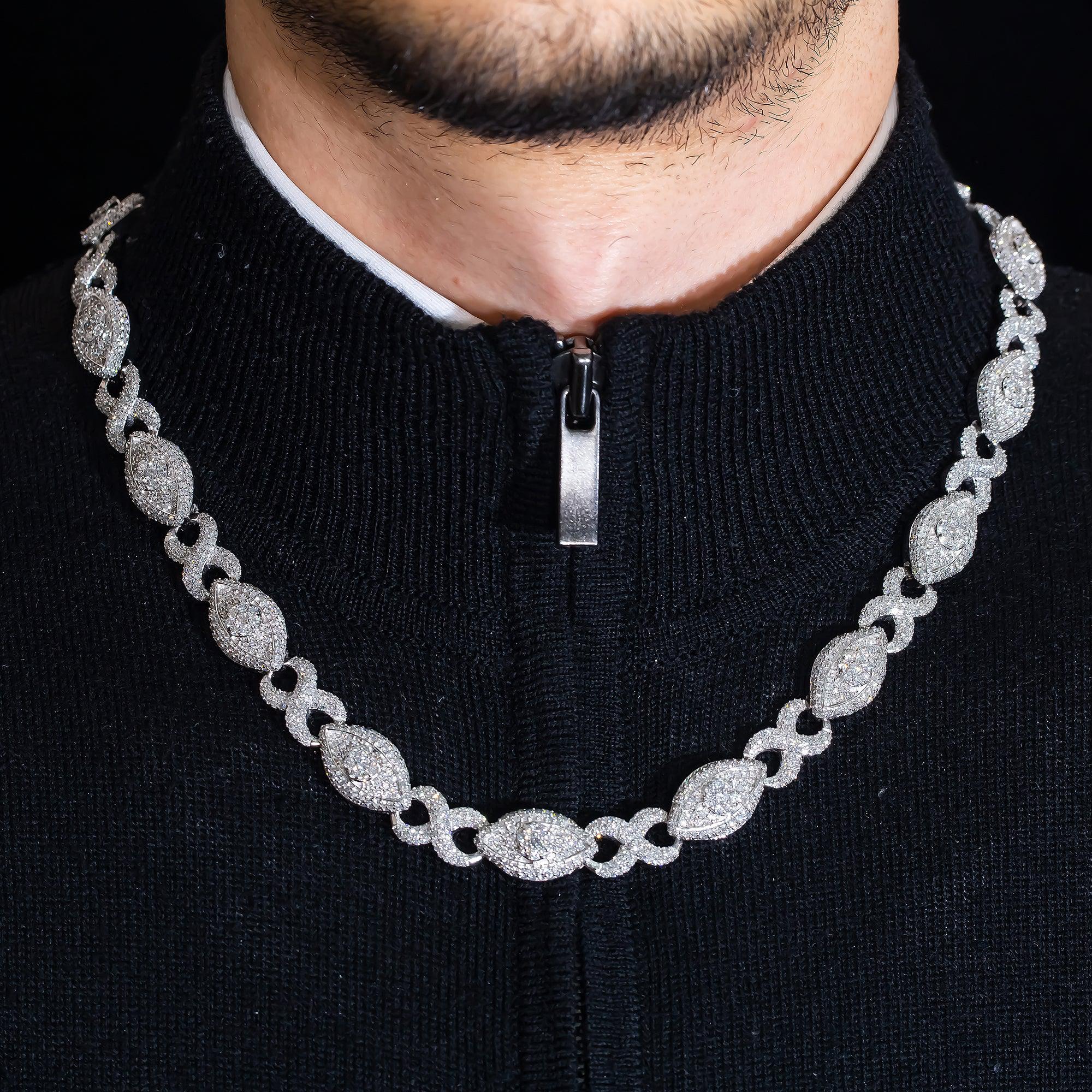 10K GOLD BAGUETTE DIAMOND 22" INFINITY EYE CHAIN 26.74 CT