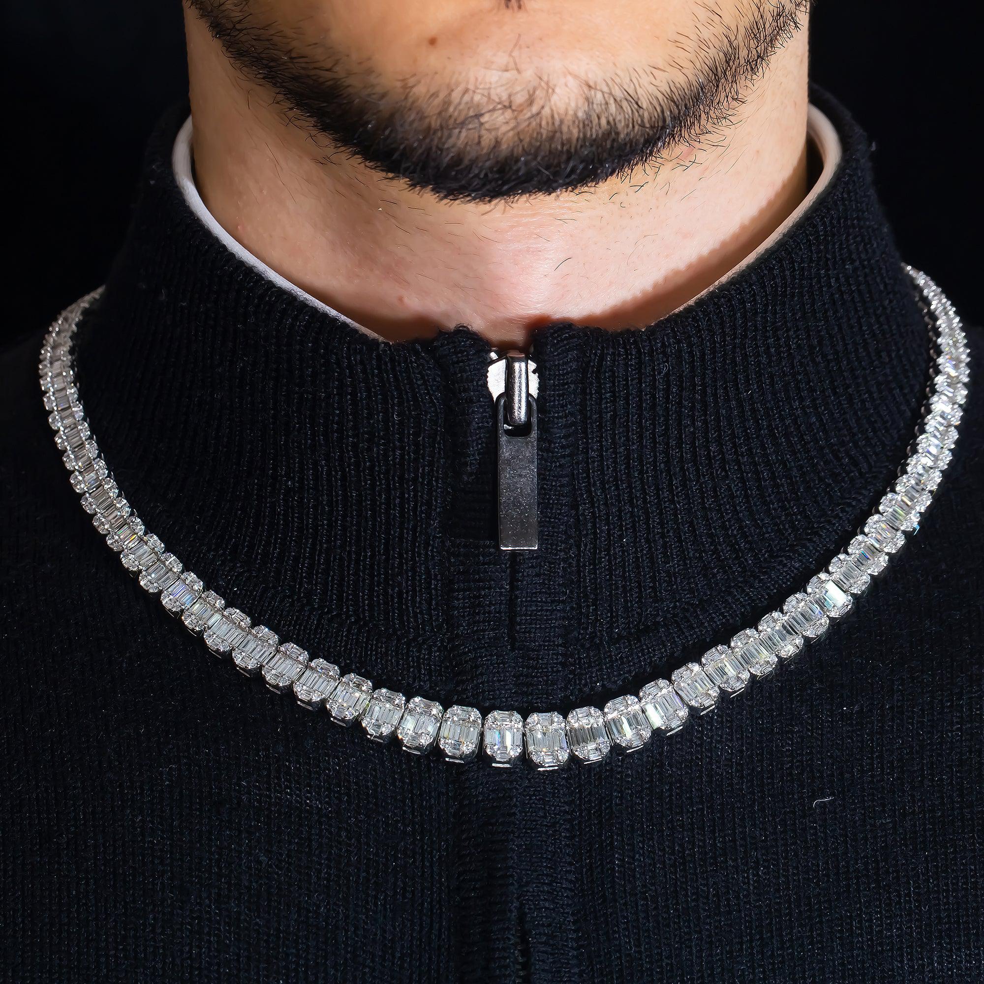 14K GOLD BAGUETTE AND ROUND DIAMOND CHAIN 25.05 CT