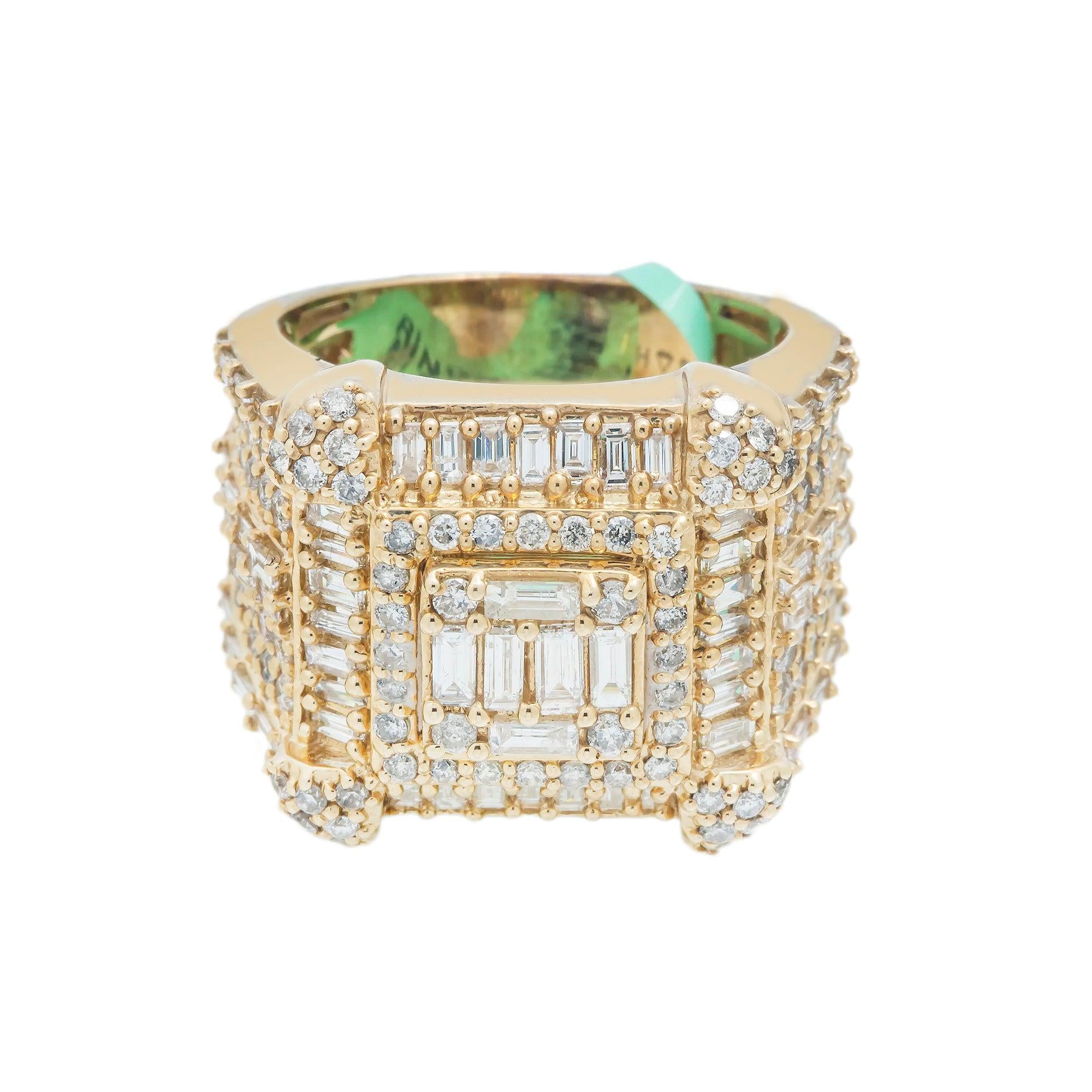 10K GOLD BAGUETTE CLUSTER DIAMOND RING 3.75 CT