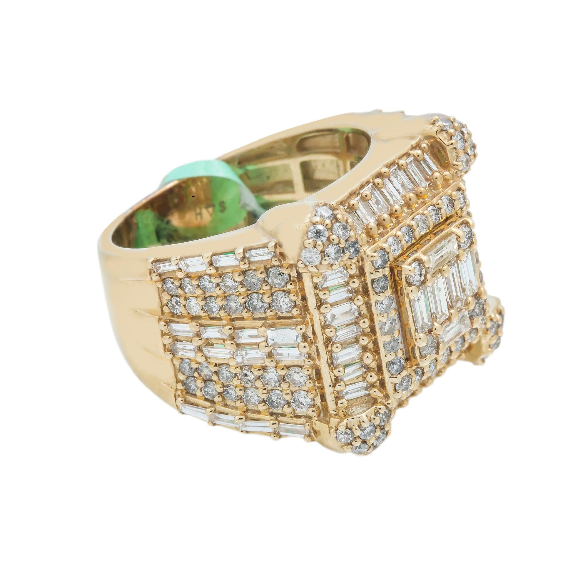 10K GOLD BAGUETTE CLUSTER DIAMOND RING 3.75 CT