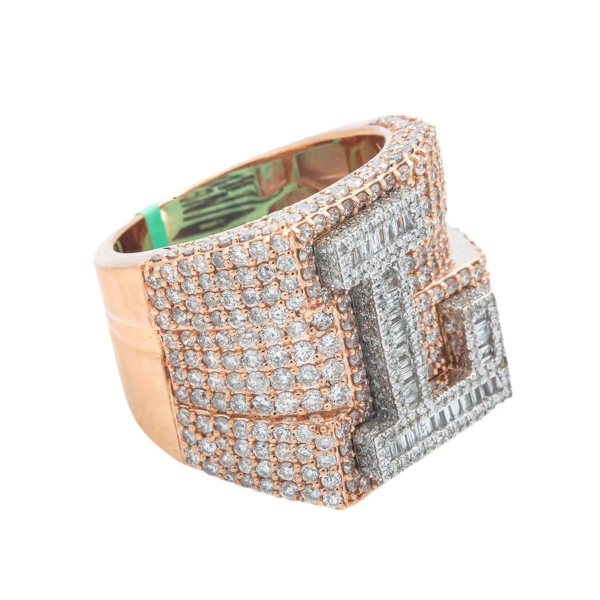 10K GOLD BAGUETTE CLUSTER DIAMOND 3D INITIAL L RING 4.75 CT