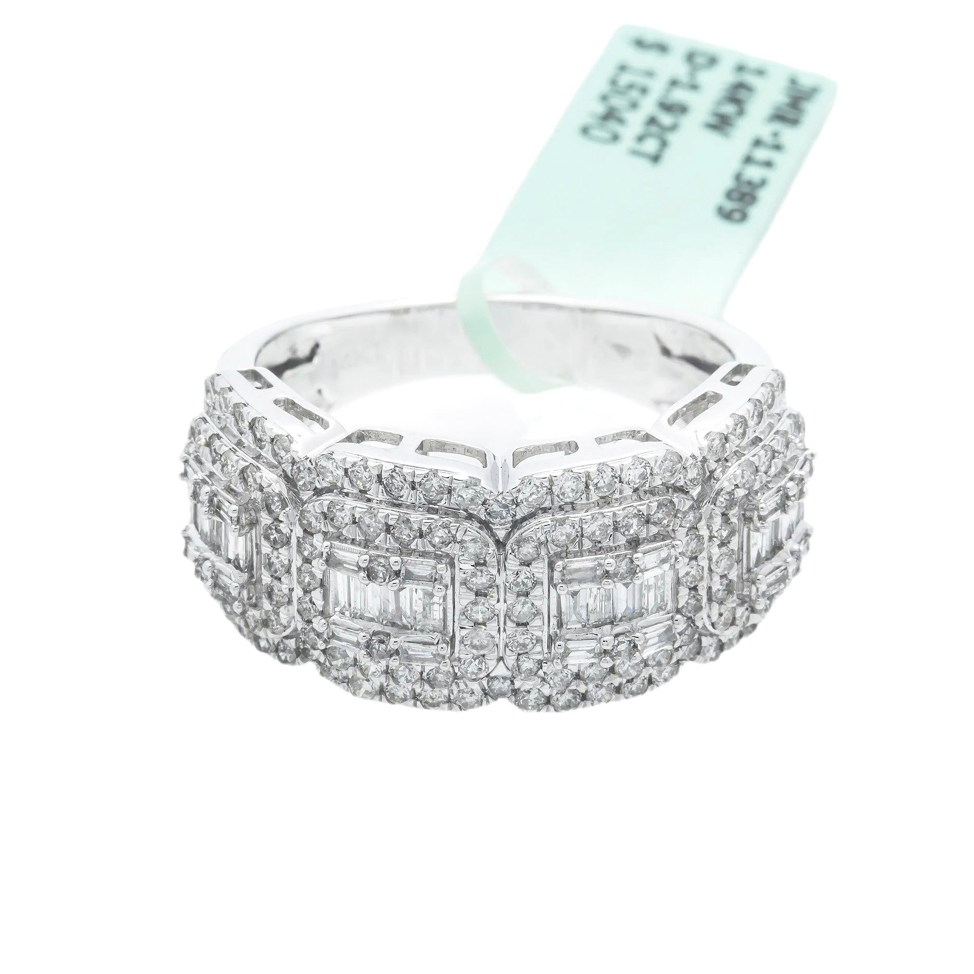 14K GOLD BAGUETTE AND ROUND CLUSTER DIAMOND RING 1.92 CT