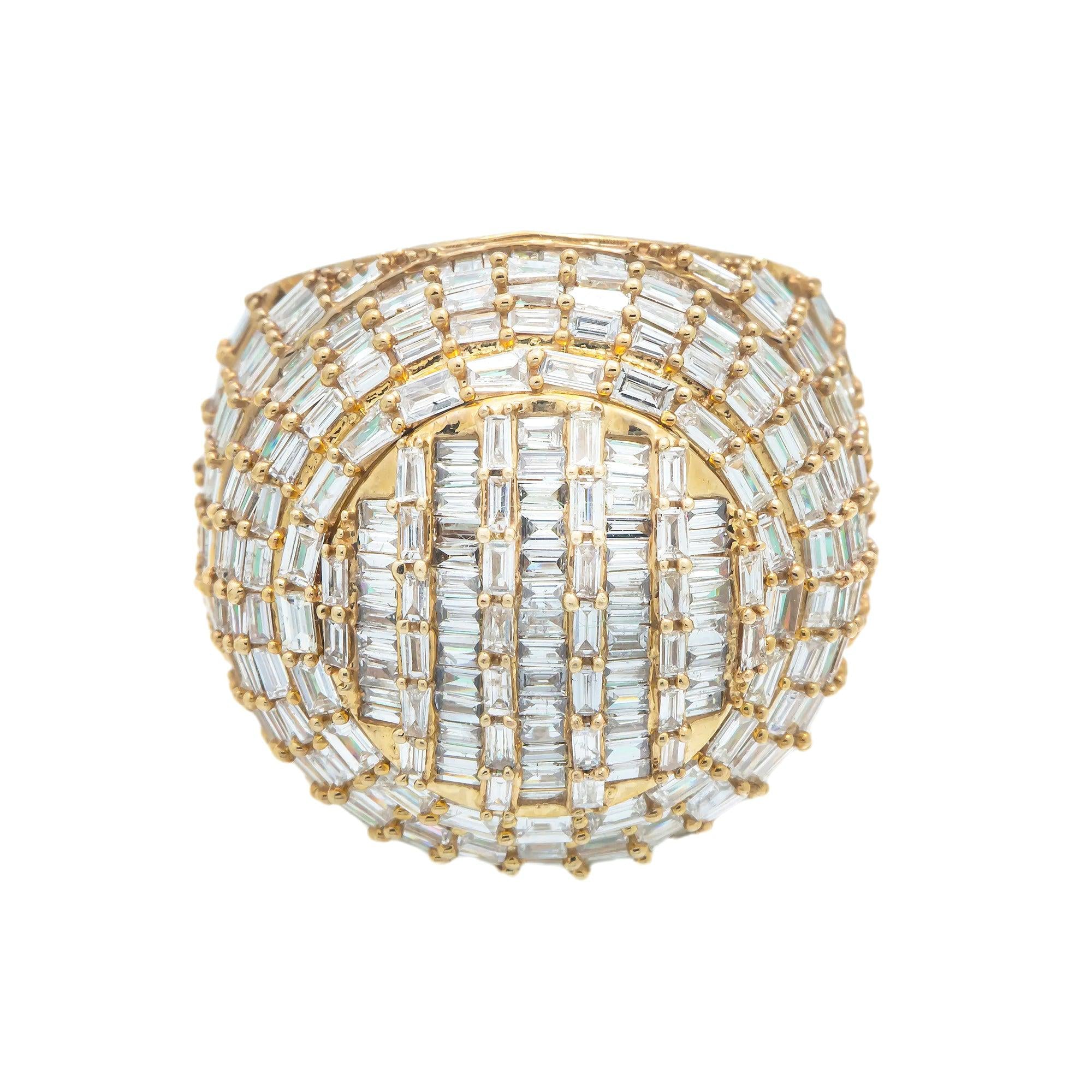 10K GOLD BAGUETTE DIAMOND ROUND SHAPE RING 6.00 CT