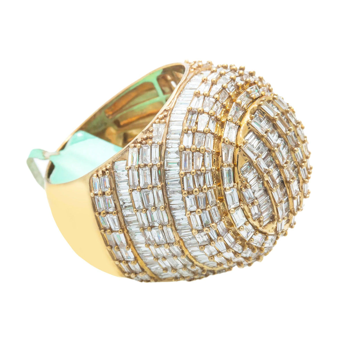 10K GOLD BAGUETTE DIAMOND ROUND SHAPE RING 6.00 CT