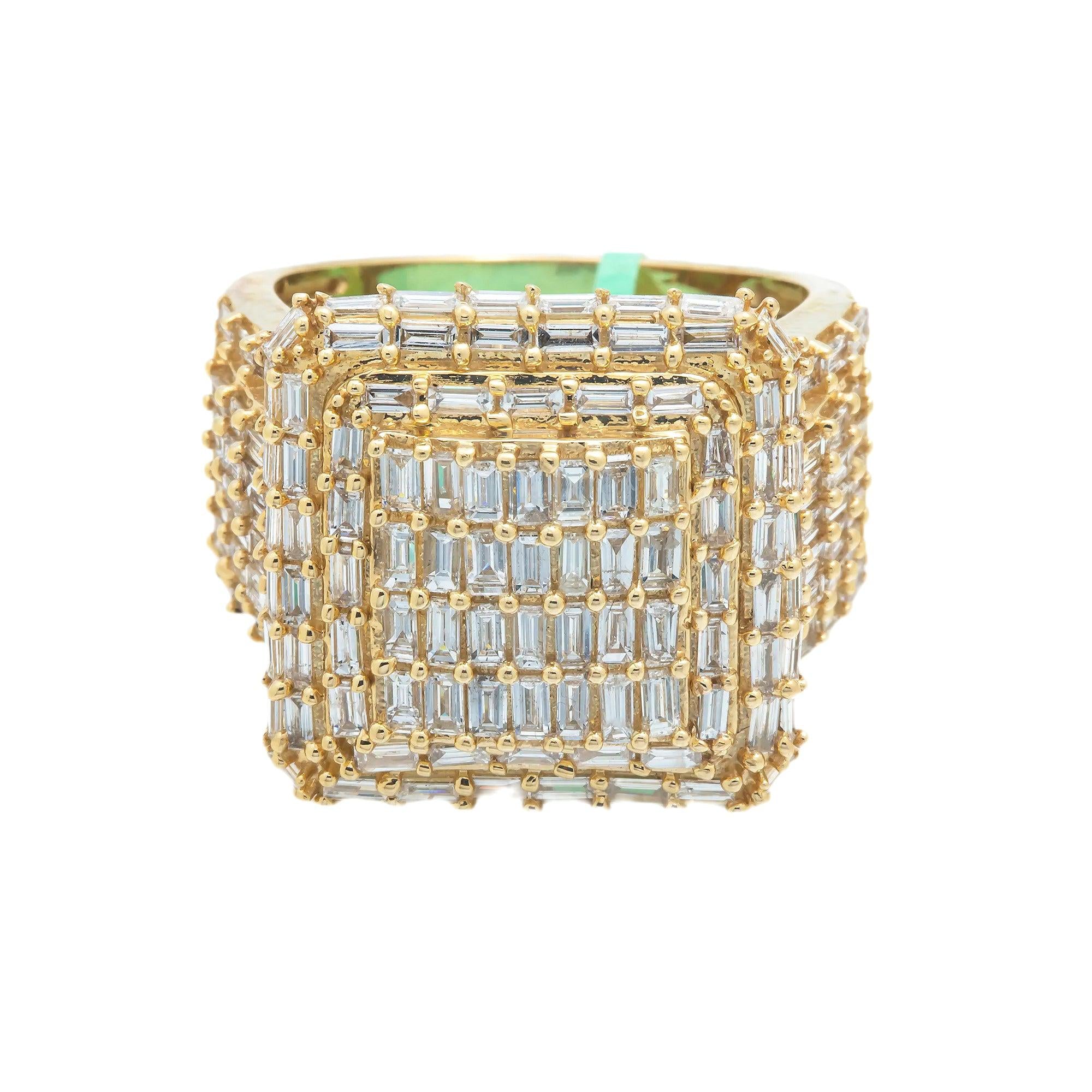 10K GOLD BAGUETTE DIAMOND SQUARE SHAPE RING 3.50 CT