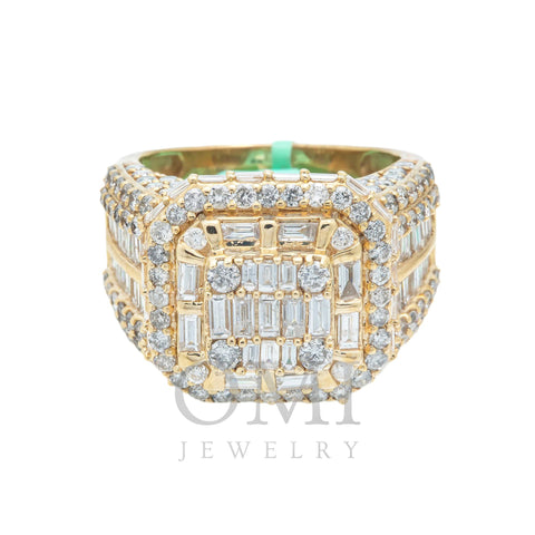 10K GOLD BAGUETTE AND ROUND DIAMOND SQUARE SHAPE RING 5.75 CT