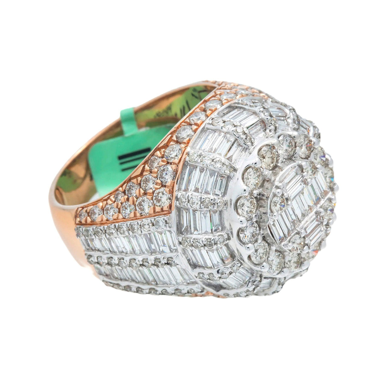 14K GOLD BAGUETTE AND ROUND DIAMOND TWO TONE RING 6.06 CT