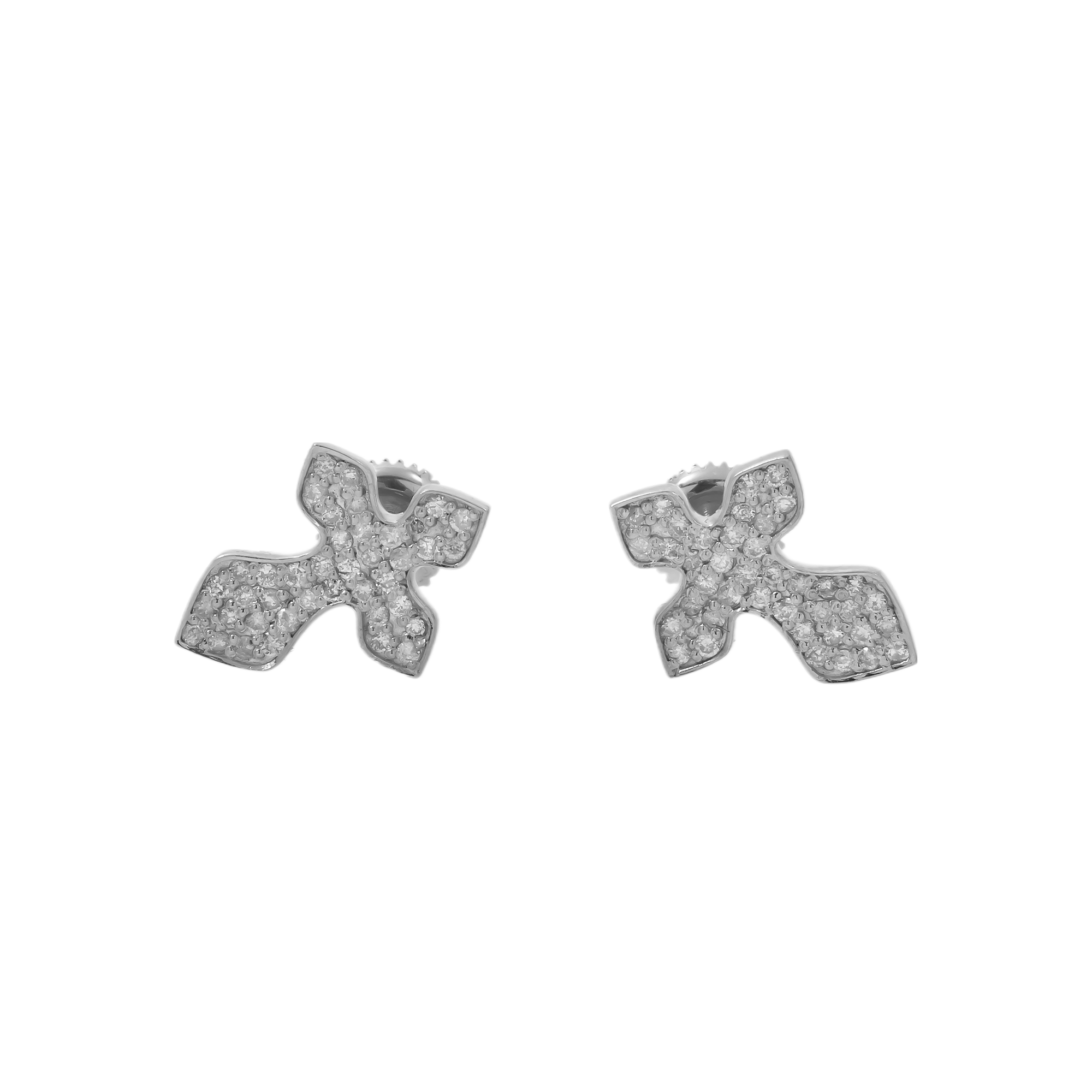 10K GOLD ROUND DIAMOND CROSS EARRINGS 0.44 CTW