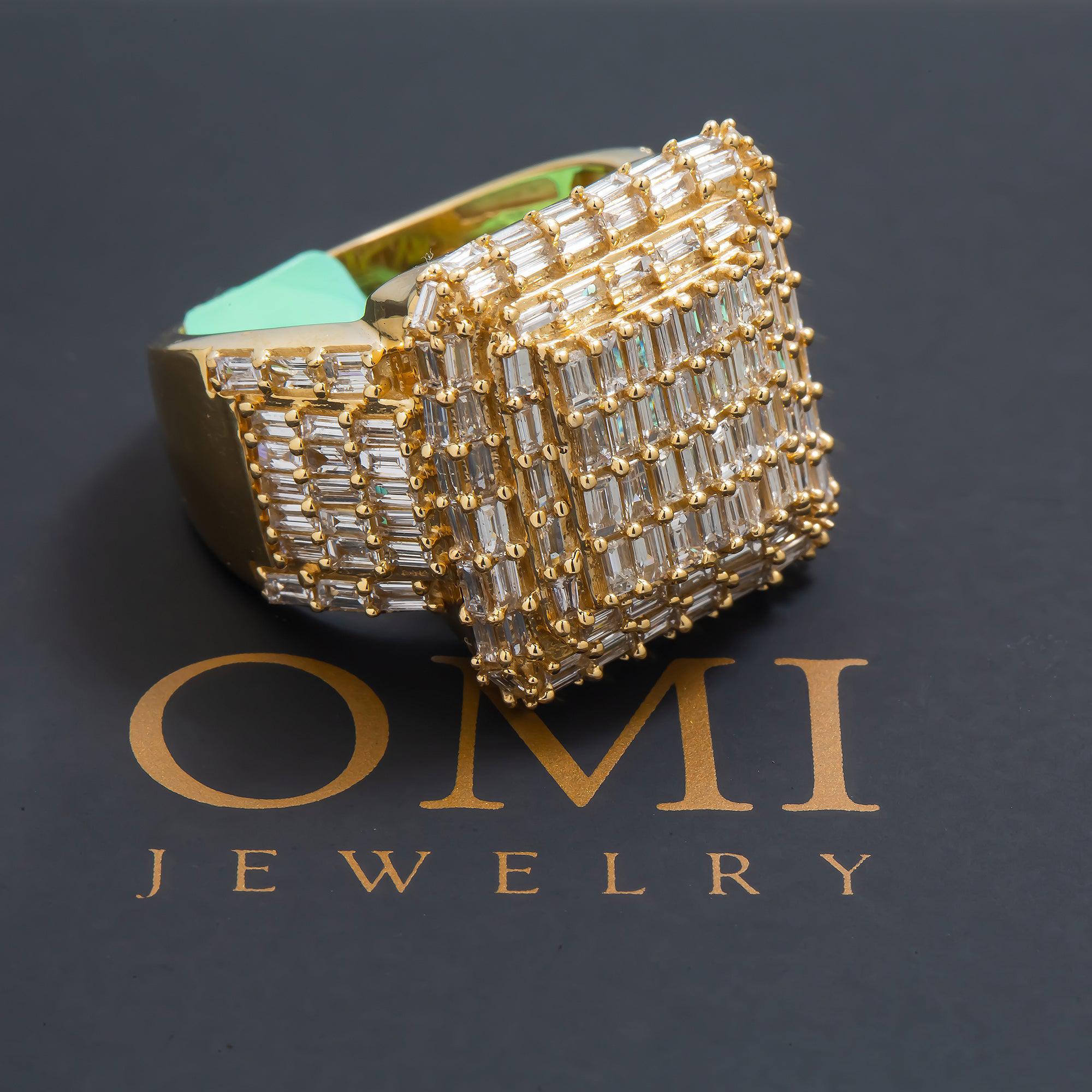 10K GOLD BAGUETTE DIAMOND SQUARE SHAPE RING 3.50 CT