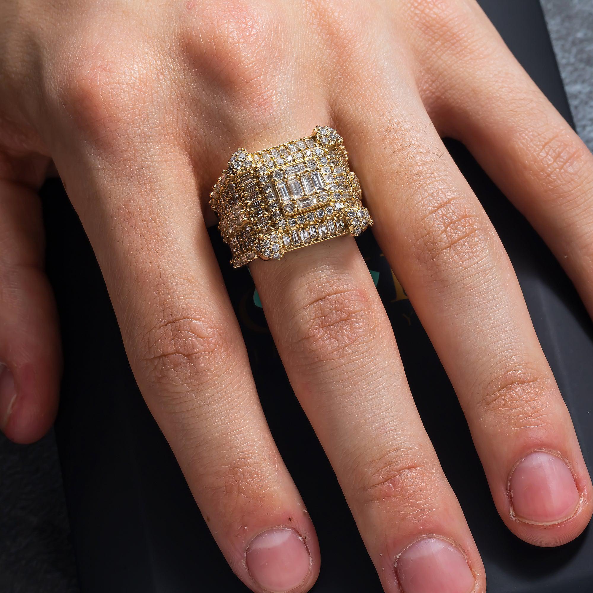 10K GOLD BAGUETTE CLUSTER DIAMOND RING 3.75 CT