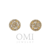 14K Yellow Gold Diamond Round Earrings with 1.21 CT