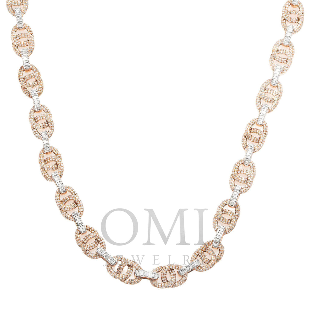 10K GOLD BAGUETTE AND ROUND DIAMOND PUFF CHAIN 8.50 CT