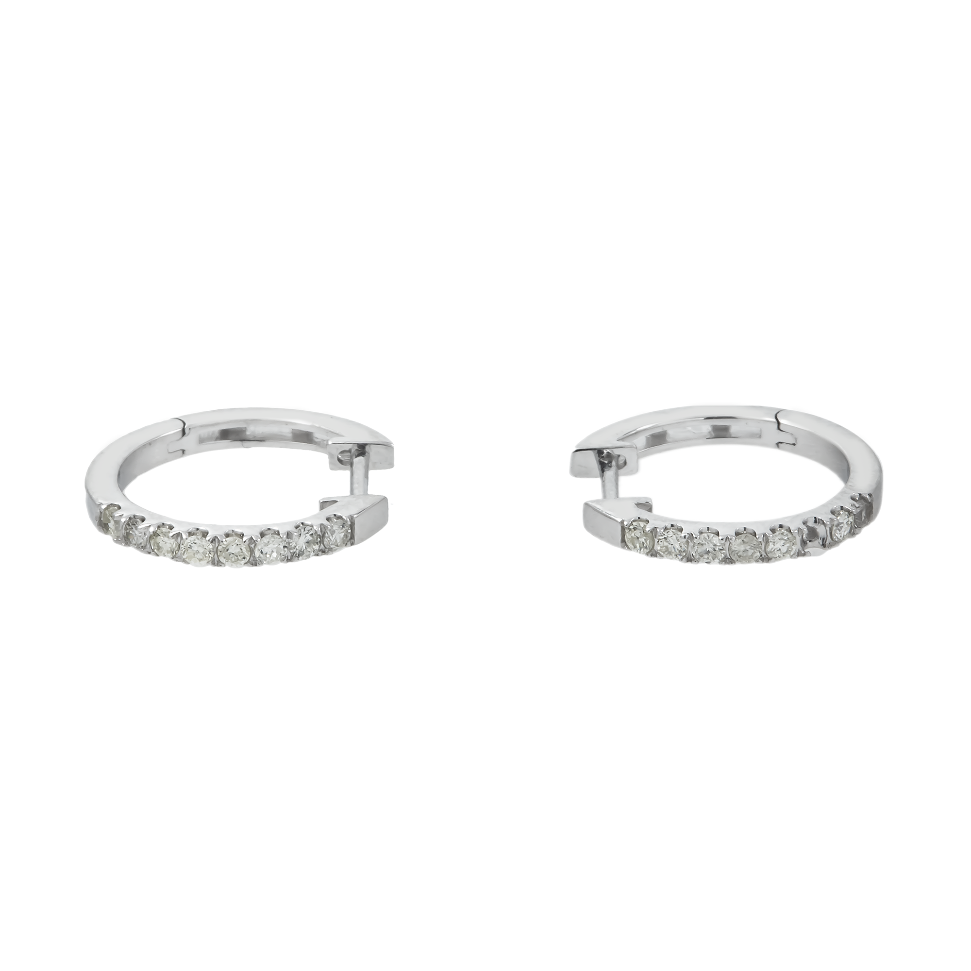 14K GOLD ROUND DIAMOND HOOP EARRINGS 0.21 CTW
