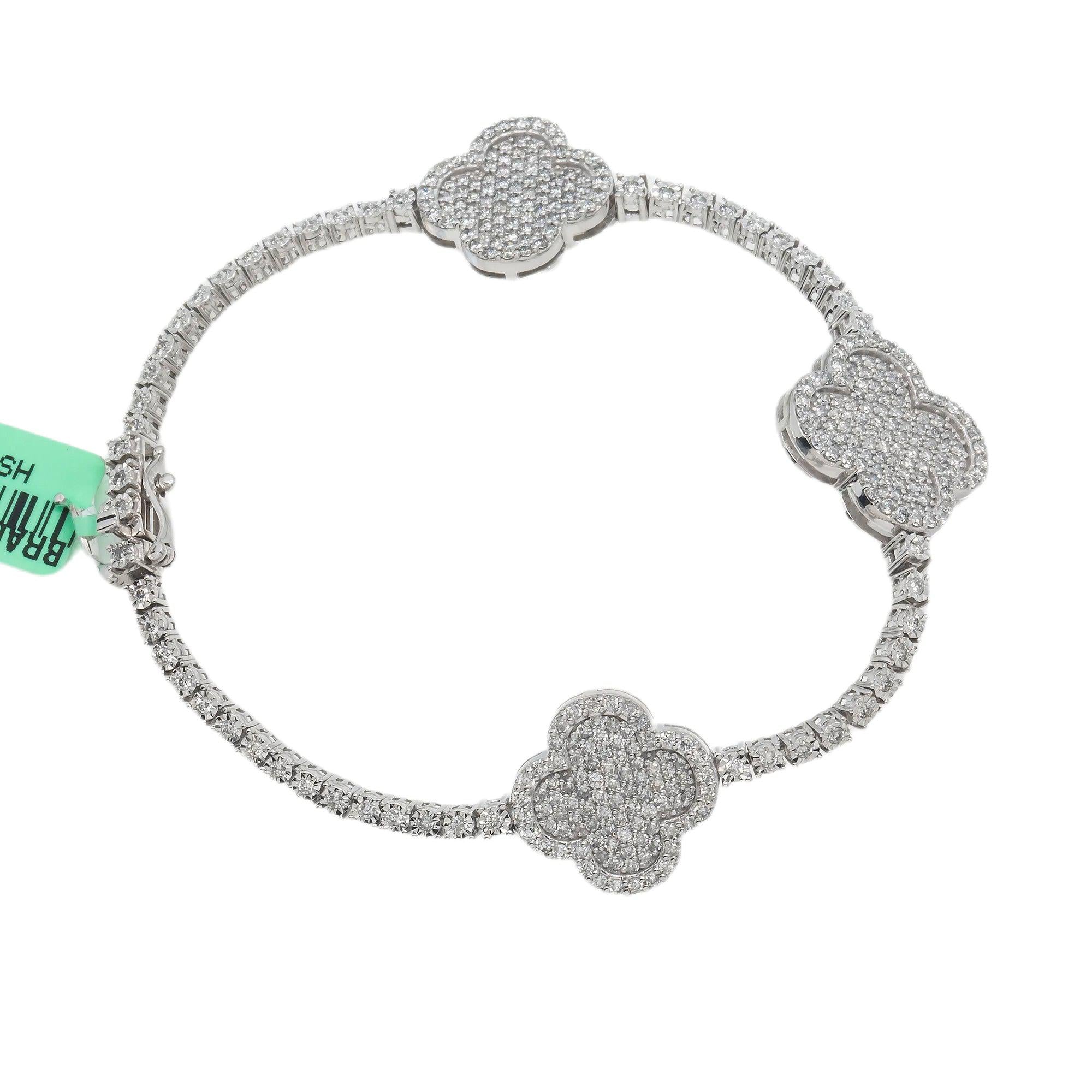 10K GOLD ROUND DIAMONDS TWO TONE TENNIS BRACELET 2.75 CT