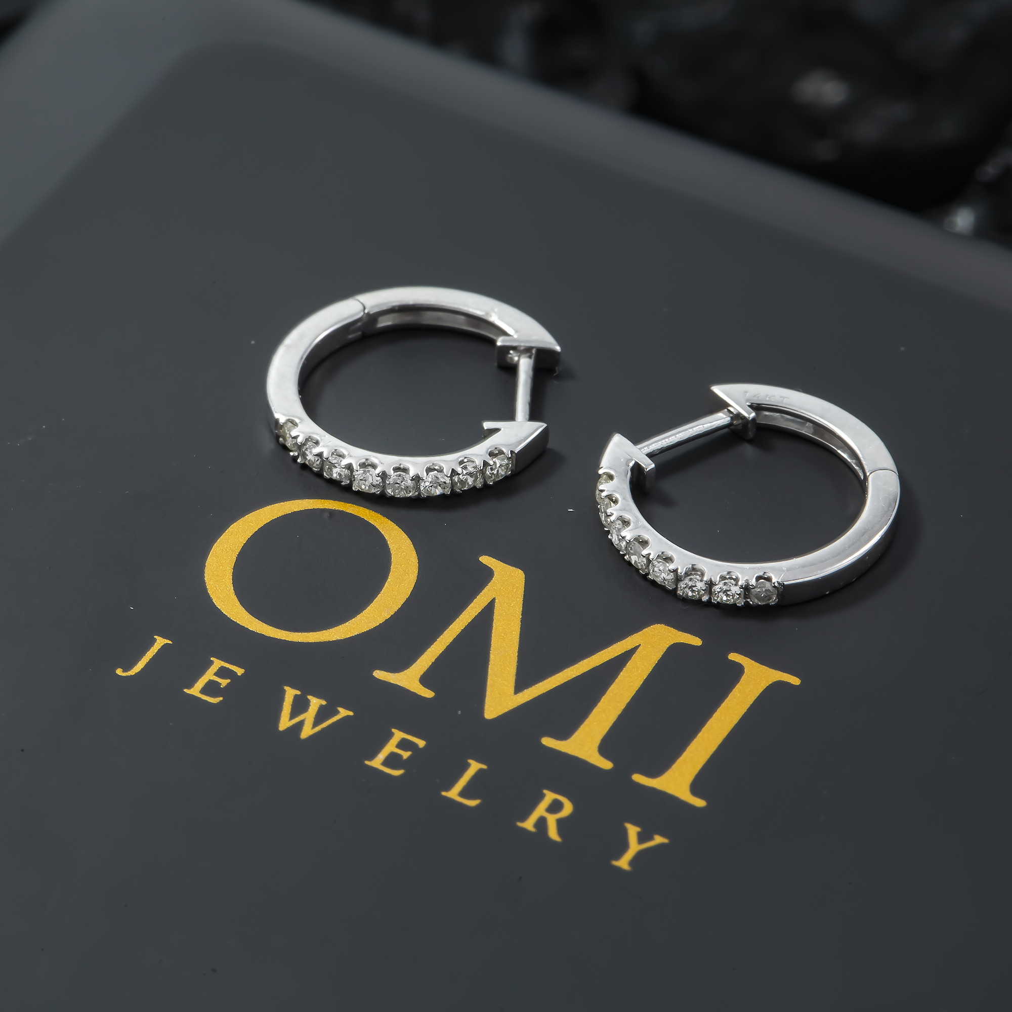 14K GOLD ROUND DIAMOND HOOP EARRINGS 0.21 CTW