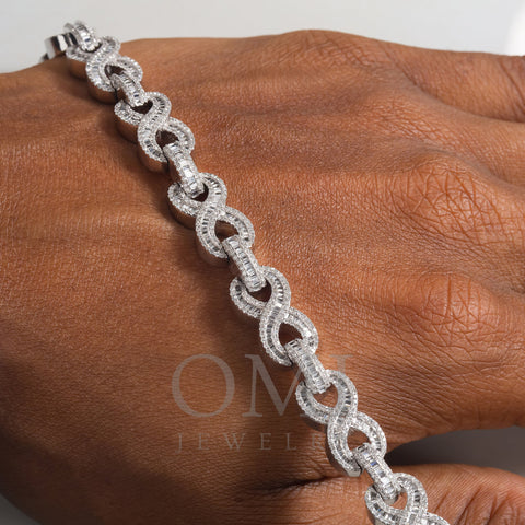 10K GOLD BAGUETTE AND ROUND DIAMONDS INFINITY CHAIN BRACELET 5.25 CT