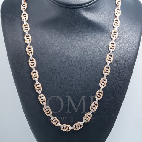 10K GOLD BAGUETTE AND ROUND DIAMOND PUFF CHAIN 8.50 CT