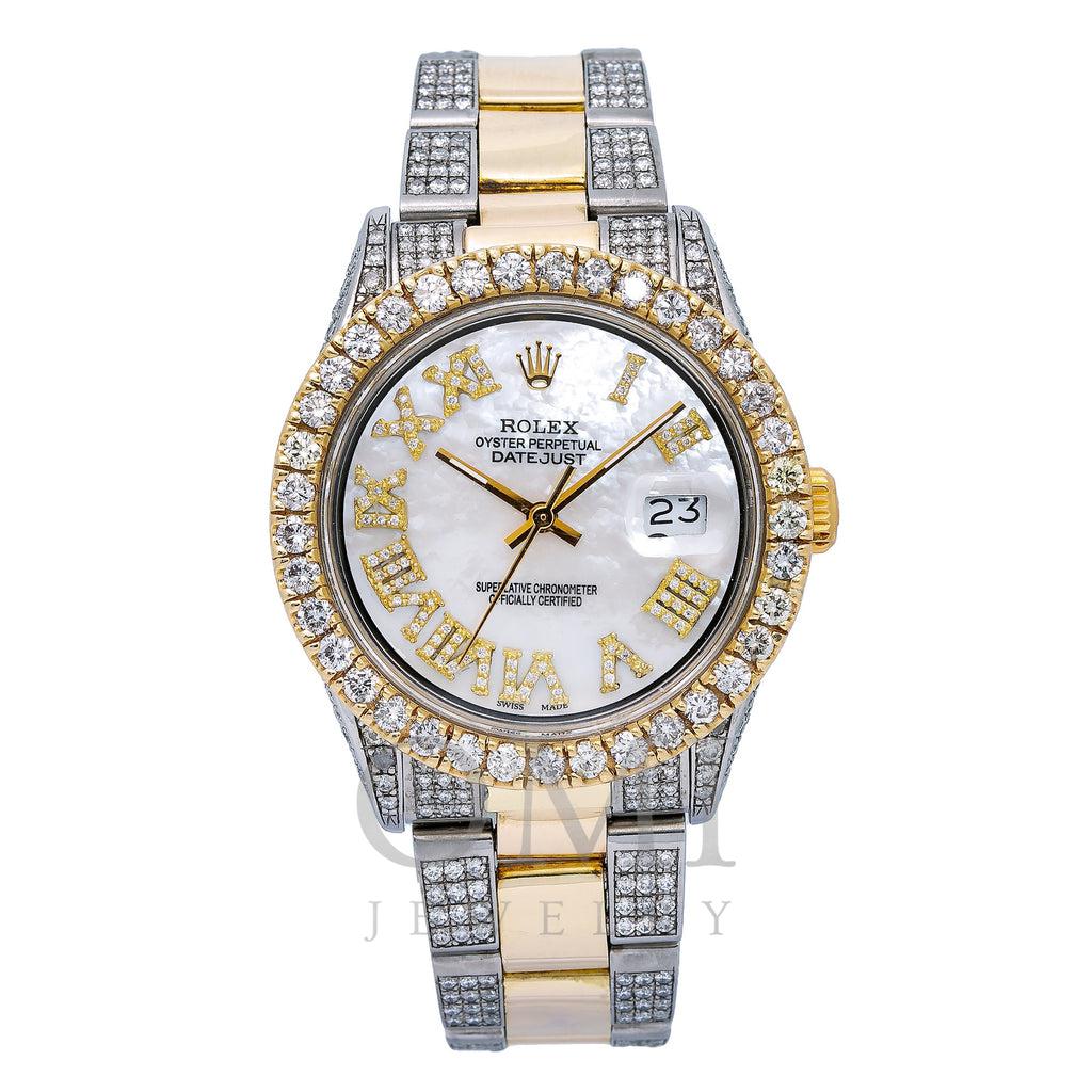 ROLEX DATEJUST 36MM WHITE DIAMOND DIAL WITH TWO TONE DIAMOND