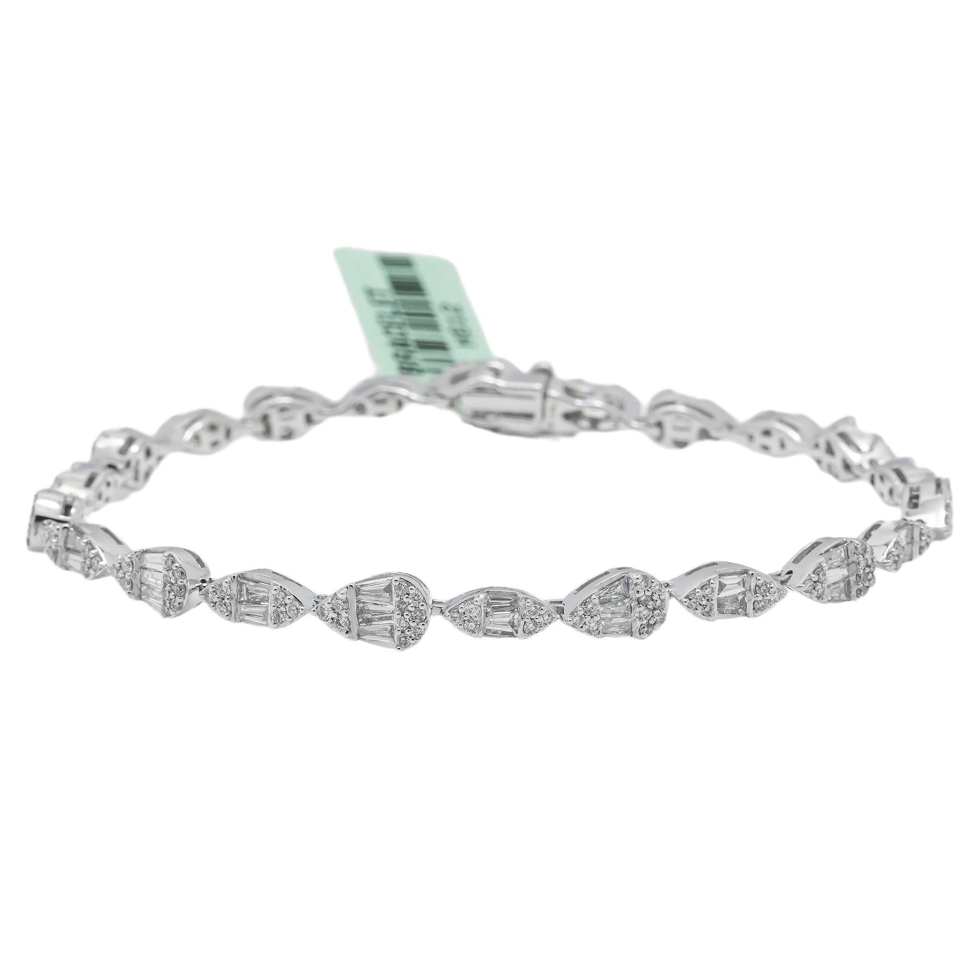 14K GOLD BAGUETTE AND ROUND DIAMONDS BRACELET 3.00 CT