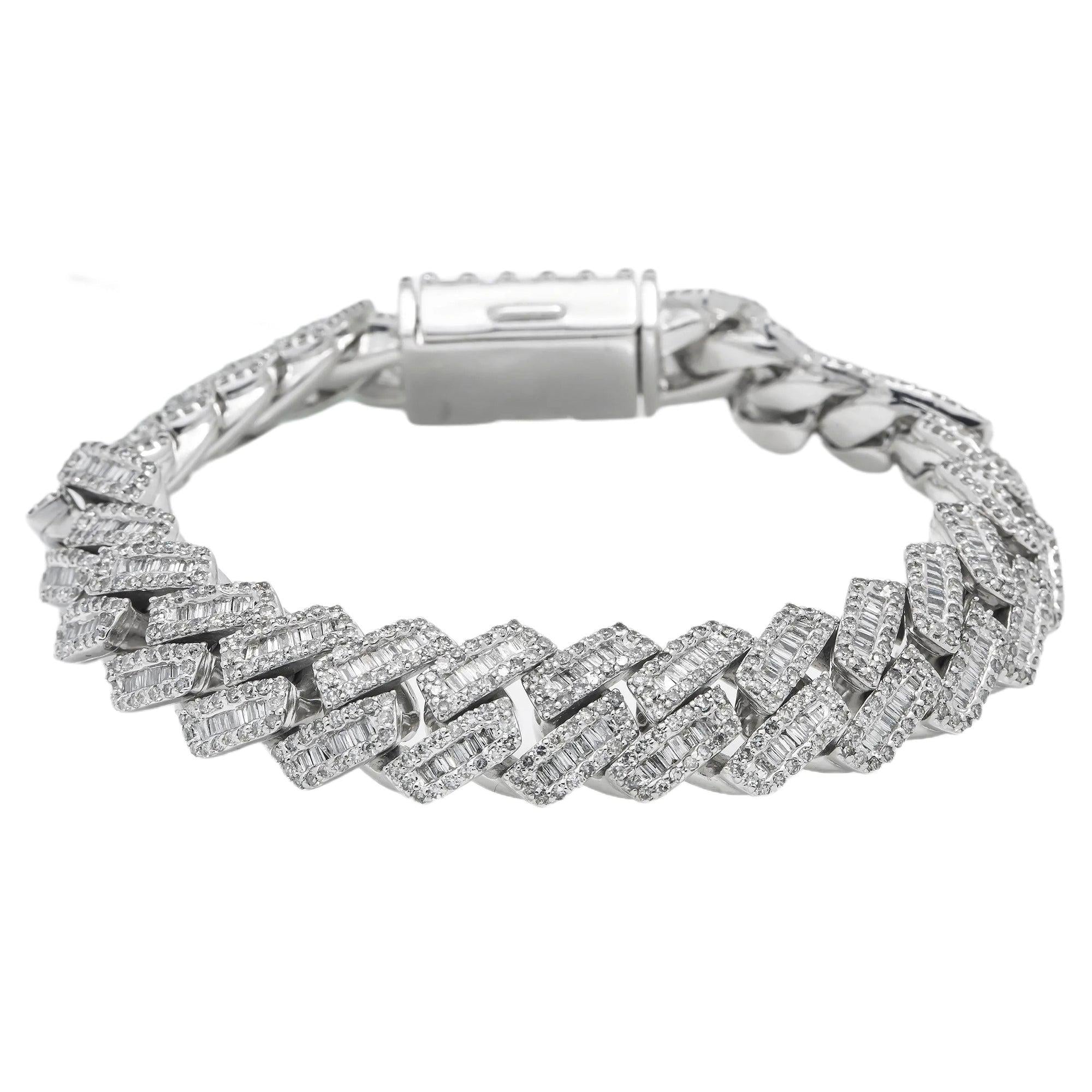 10K GOLD BAGUETTE DIAMOND 12MM CUBAN LINK BRACELET 6.95 CT