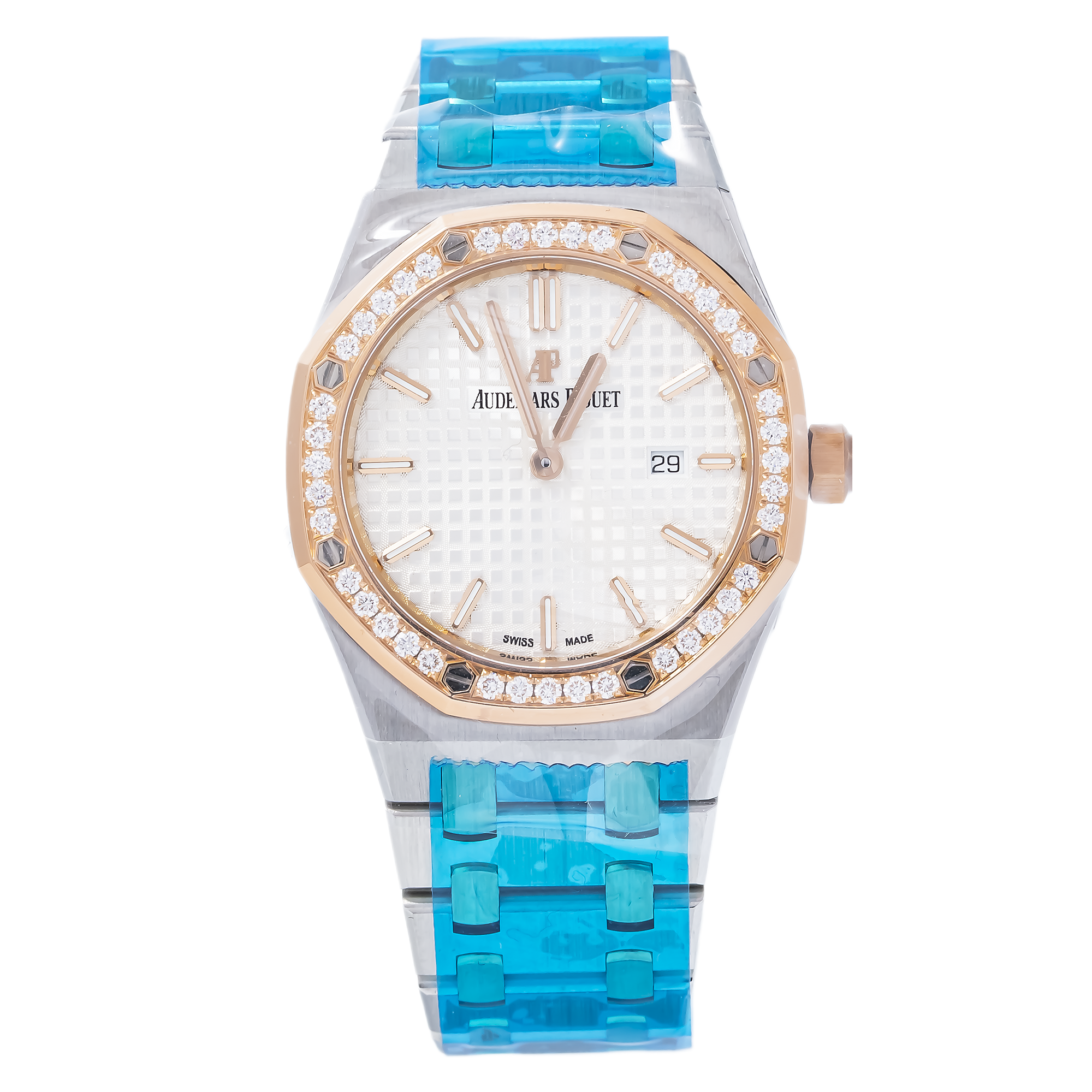 Audemars Piguet Royal Oak 33MM 67651SR.ZZ1261SR.01 Silver Dial Diamond Bezel Two Tone Rose Gold Bracelet