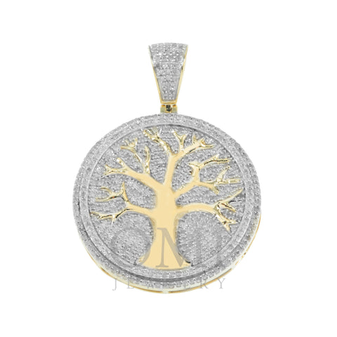 10K GOLD DIAMOND TREE OF LIFE COIN PENDANT 1.35 CT