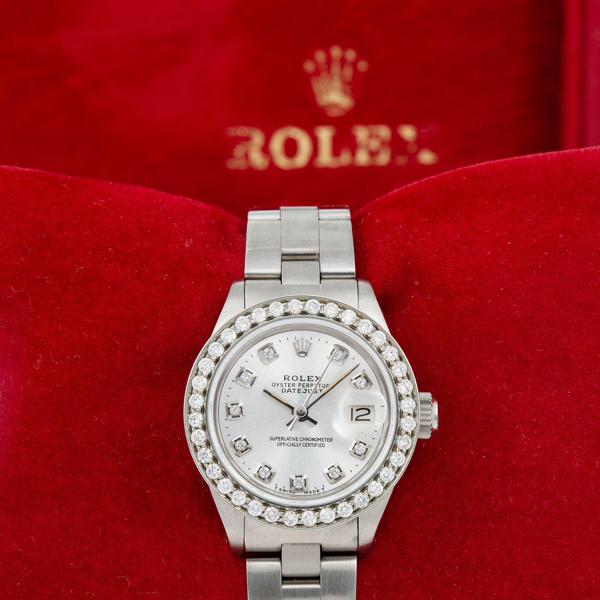 Rolex Datejust 26MM 69160 Silver Diamond Dial Diamond Bezel Stainless Steel Oyster Bracelet 0.9ct