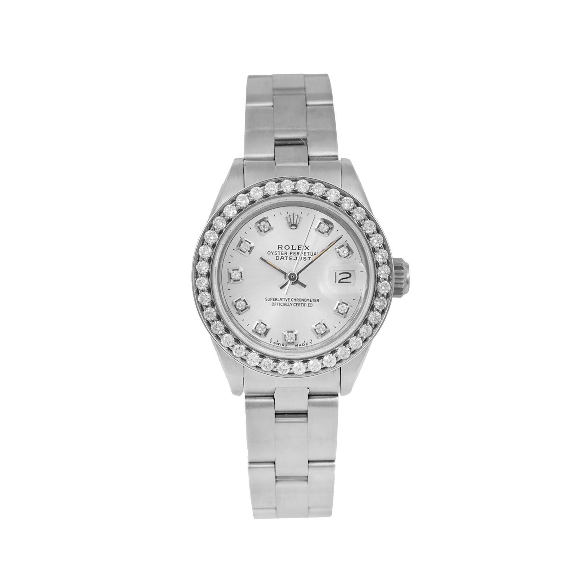 Rolex Datejust 26MM 69160 Silver Diamond Dial Diamond Bezel Stainless Steel Oyster Bracelet 0.9ct