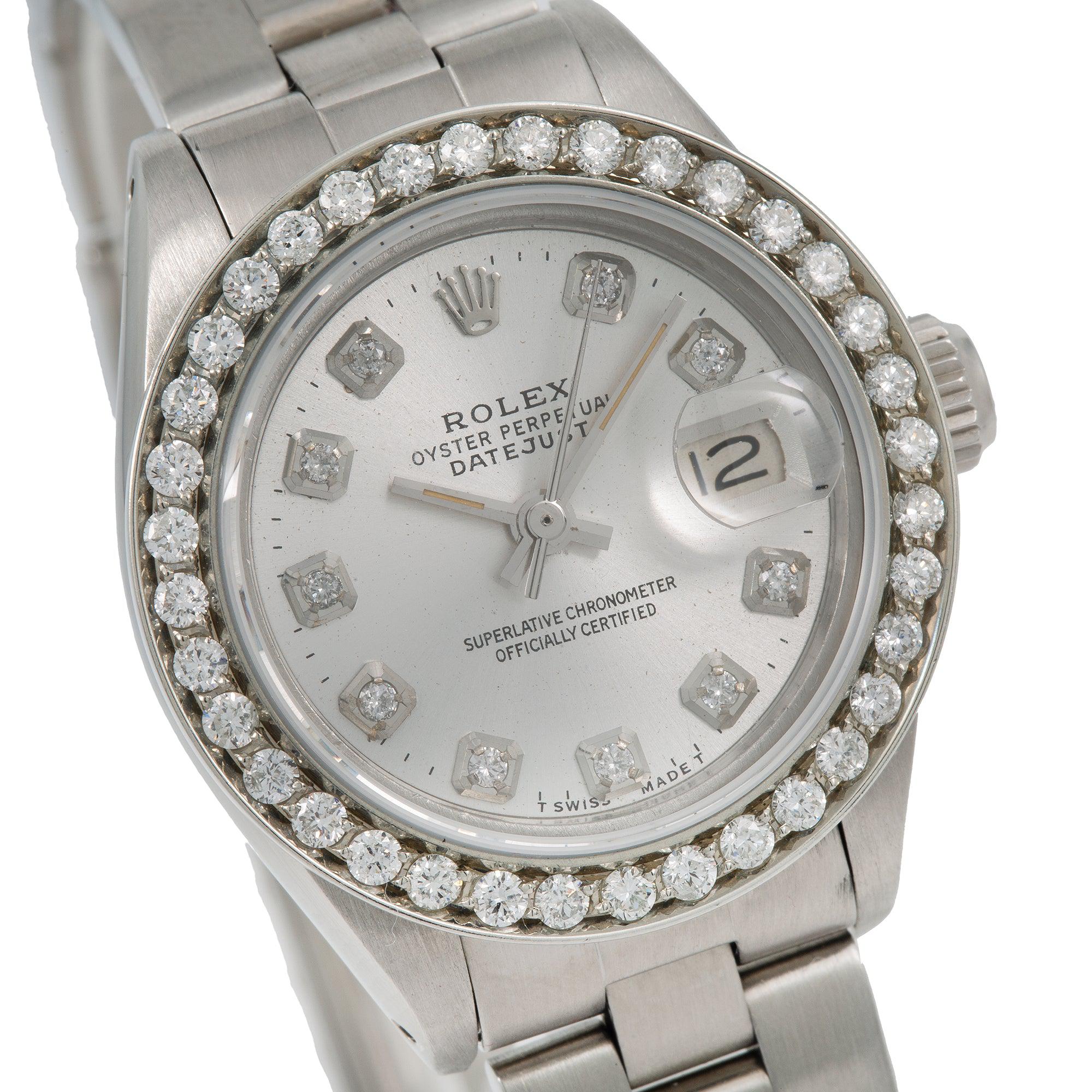 Rolex Datejust 26MM 69160 Silver Diamond Dial Diamond Bezel Stainless Steel Oyster Bracelet 0.9ct