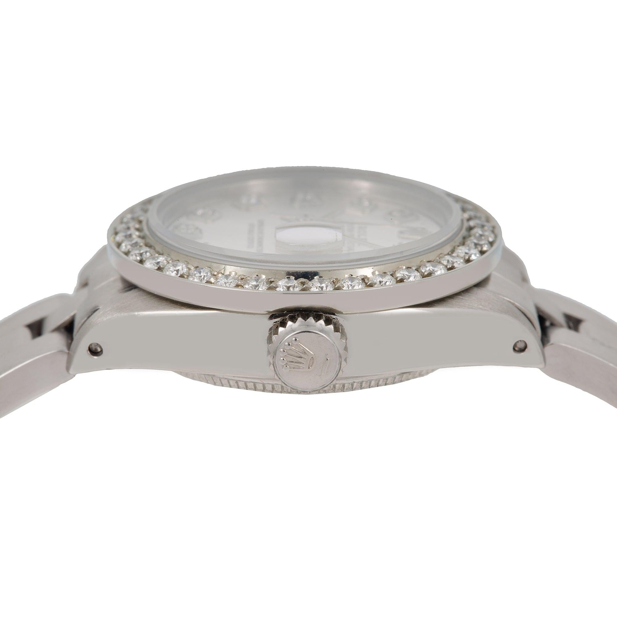 Rolex Datejust 26MM 69160 Silver Diamond Dial Diamond Bezel Stainless Steel Oyster Bracelet 0.9ct