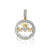 14K GOLD BAGUETTE DIAMOND MOM WITH HEART AND CROWN CIRCLE PENDANT 1.50 CT