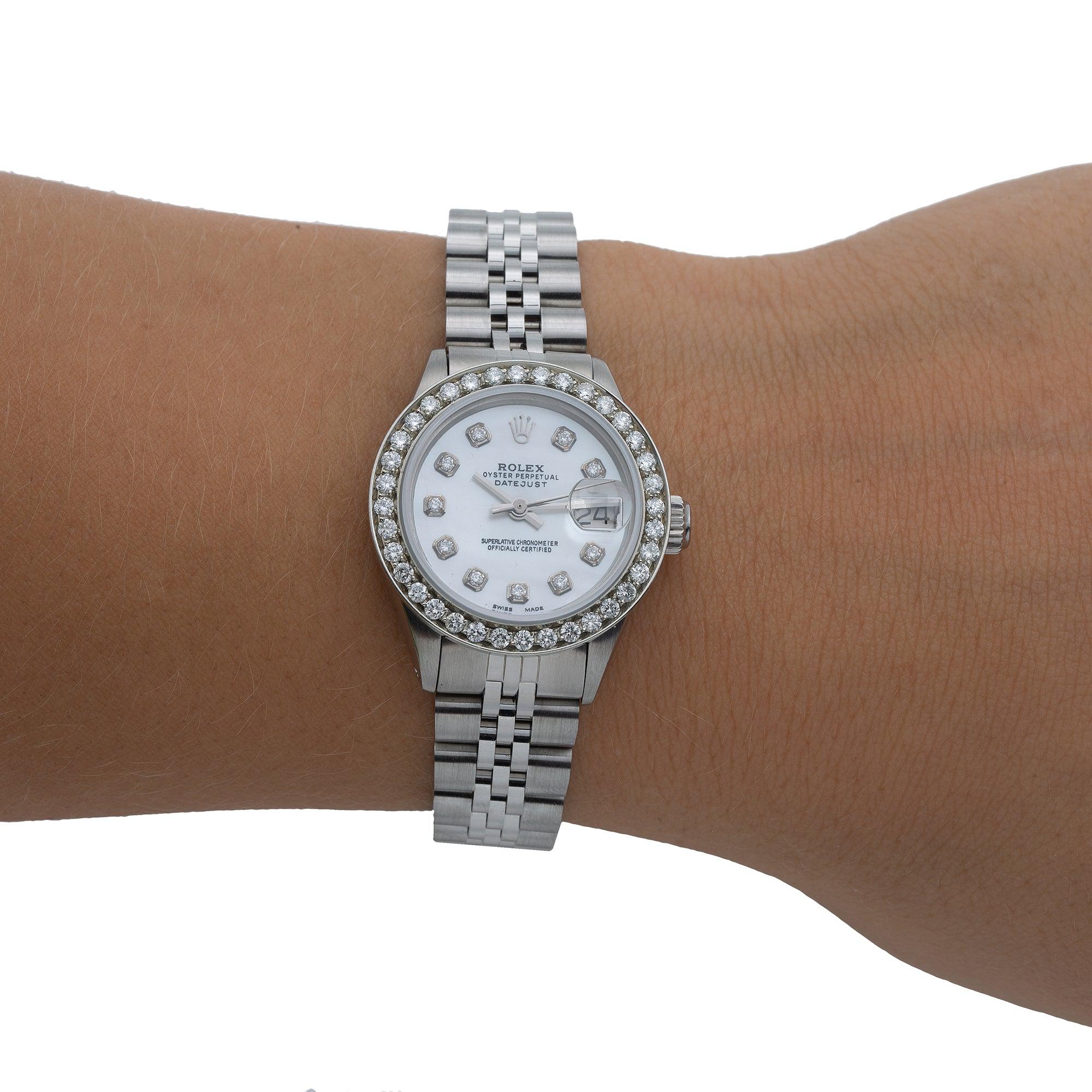 Rolex Datejust 26MM 69240 Silver Diamond Dial Diamond Bezel Stainless Steel Jubilee Bracelet 0.9ct