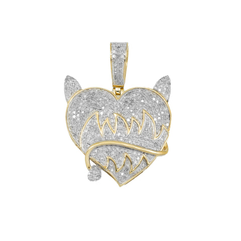 10K GOLD DIAMOND DEVIL HEART PENDANT 1.03 CT