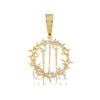 14K GOLD DIAMOND BARBED WIRE AND NAILS PENDANT 0.88 CT