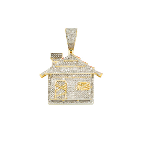 10K GOLD DIAMOND TRAP HOUSE PENDANT 1.08 CT