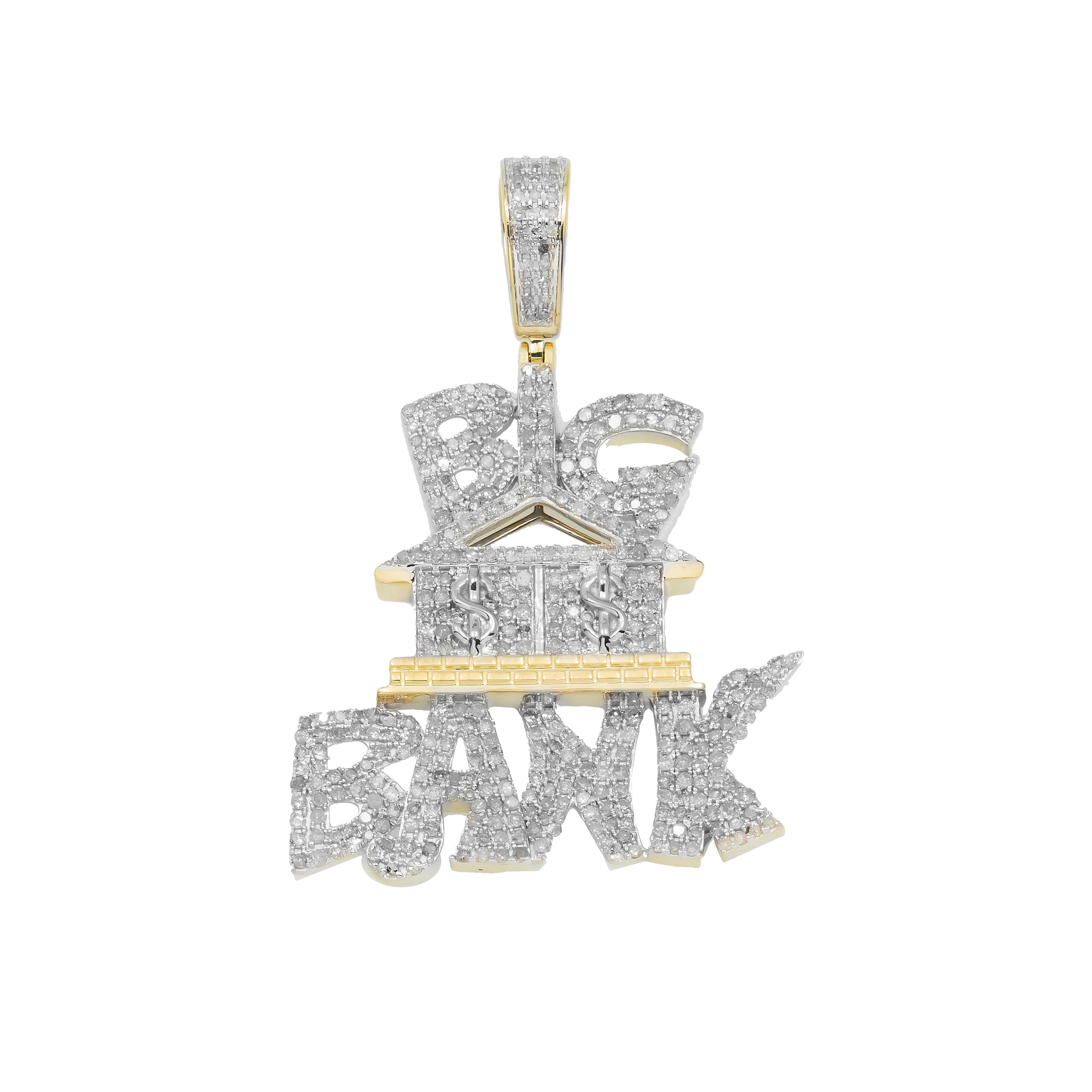 10K YELLOW GOLD DIAMOND BIG BANK CUSTOM PENDANT 1.62 CT