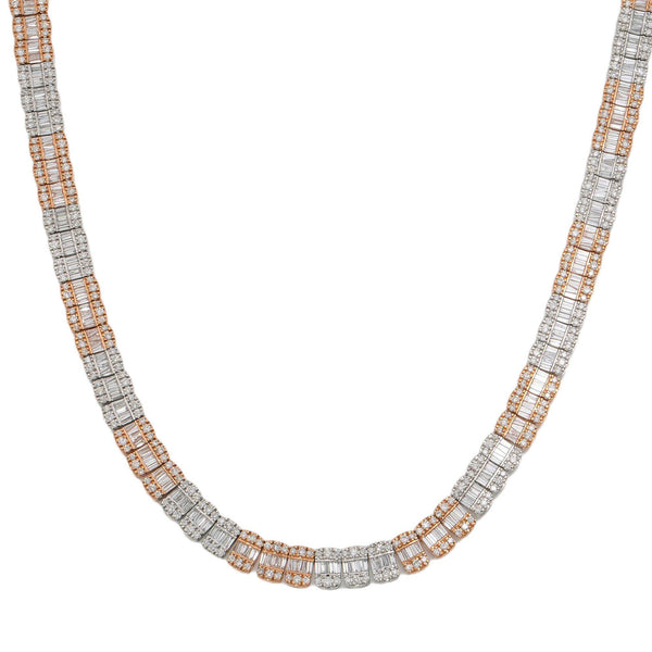 10K GOLD TWO TONE BAGUETTE DIAMOND CHAIN 14.29 CT