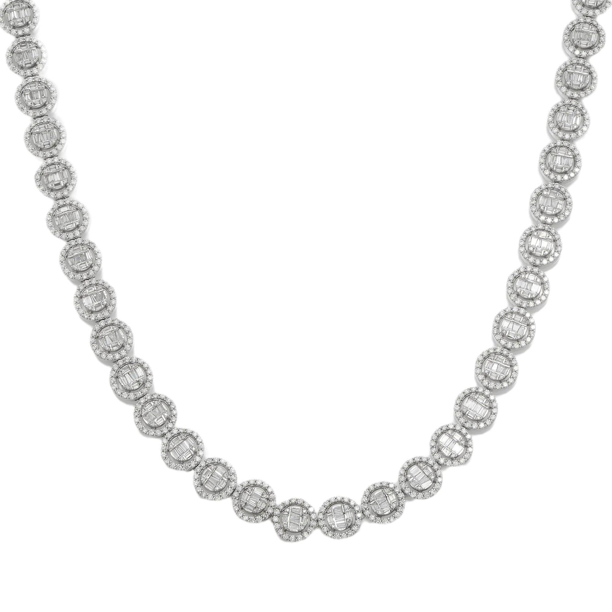 10K GOLD BAGUETTE AND ROUND DIAMOND CHAIN 12.90 CT