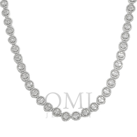 10K GOLD BAGUETTE AND ROUND DIAMOND CHAIN 12.90 CT