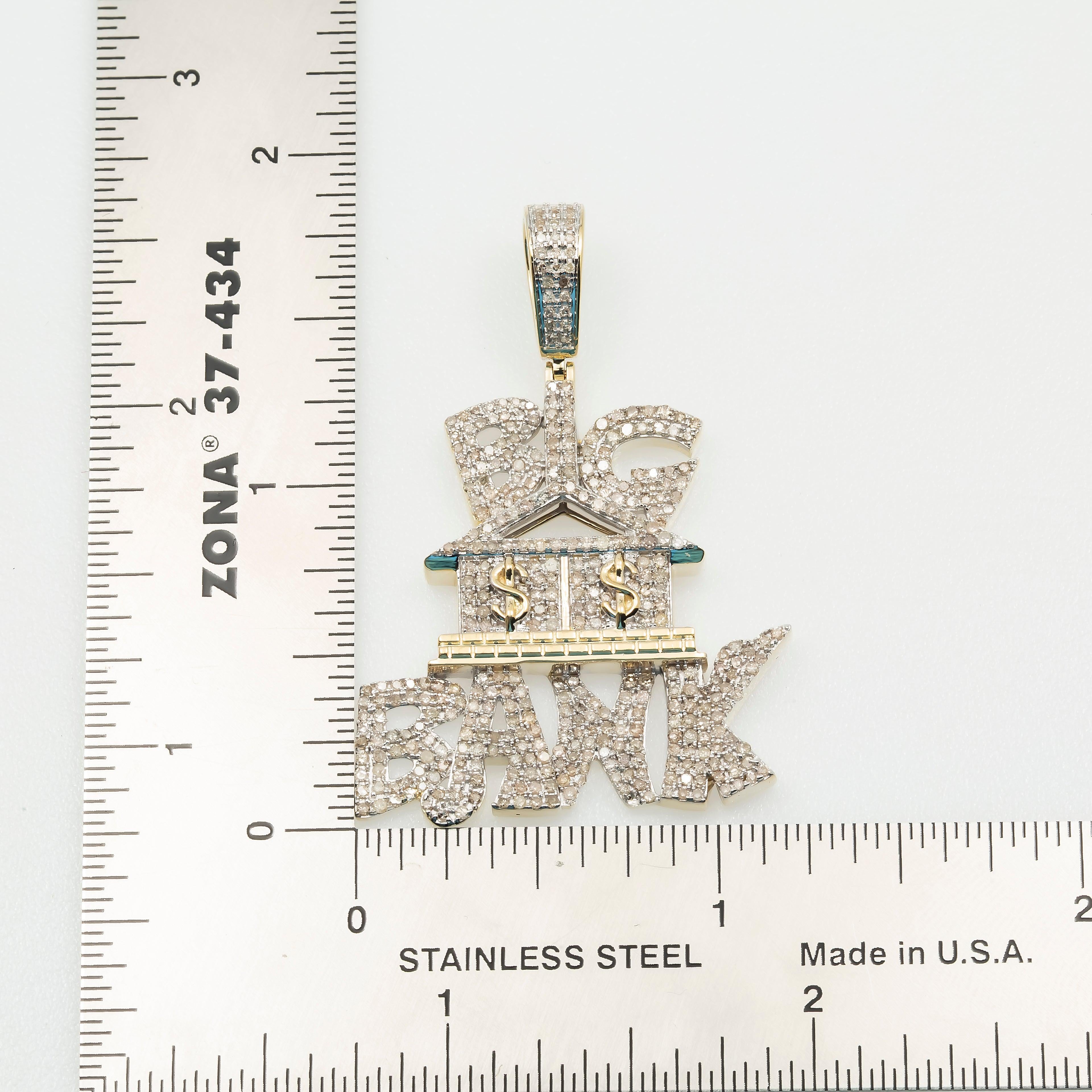 10K YELLOW GOLD DIAMOND BIG BANK CUSTOM PENDANT 1.62 CT