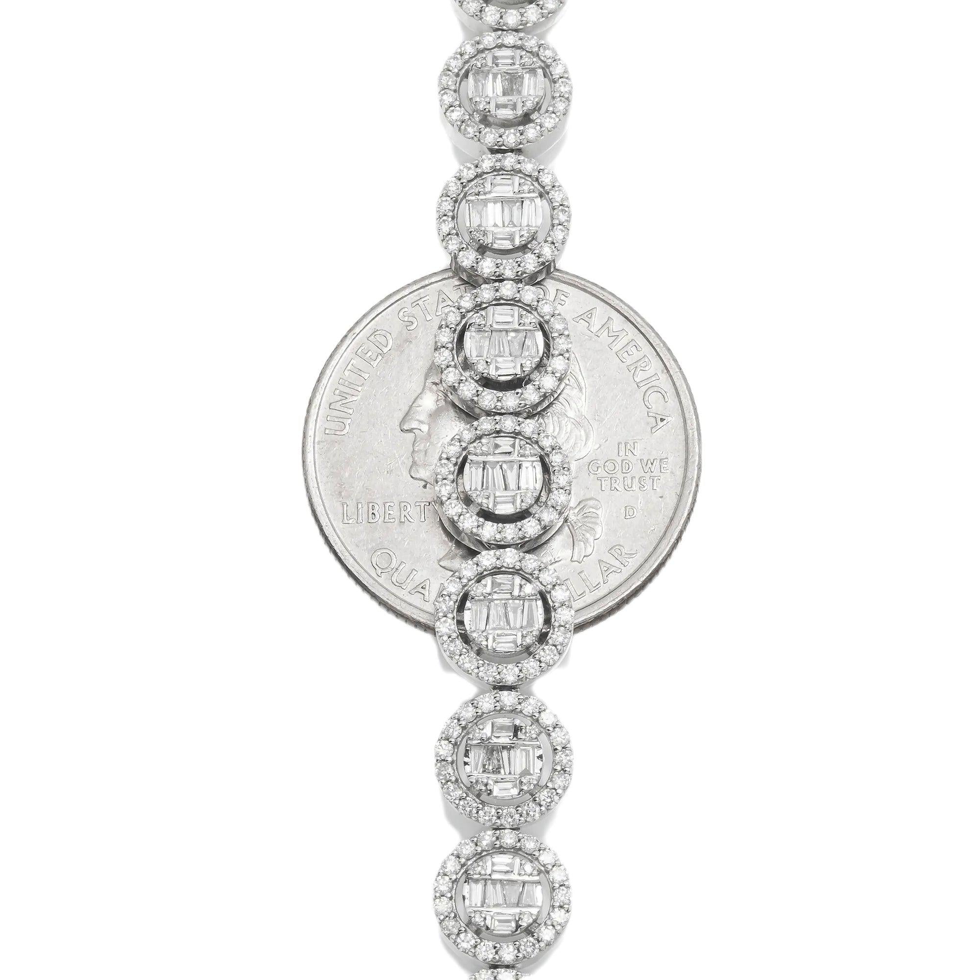 10K GOLD BAGUETTE AND ROUND DIAMOND CHAIN 12.90 CT