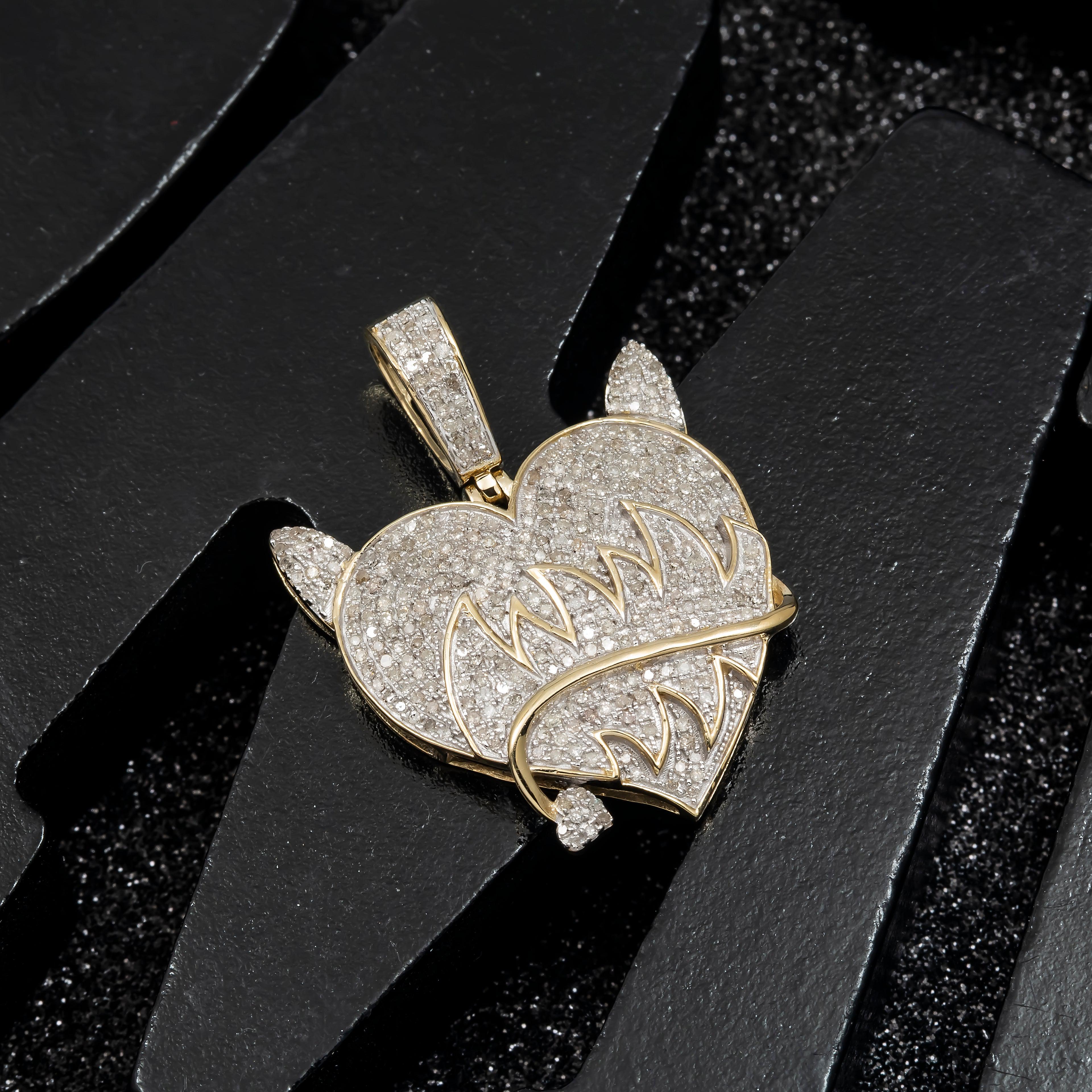 10K GOLD DIAMOND DEVIL HEART PENDANT 1.03 CT