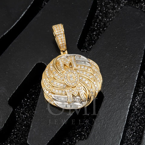 14K GOLD TWO-TONE DIAMOND MOM CIRCLE SHAPE PENDANT 1.00 CT