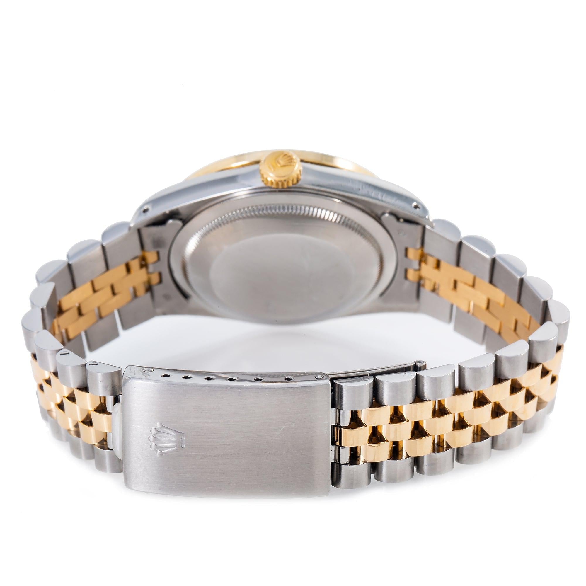 Rolex Datejust 36MM 16013 Black Dial Diamond Bezel Two Tone Yellow Gold Jubilee Bracelet