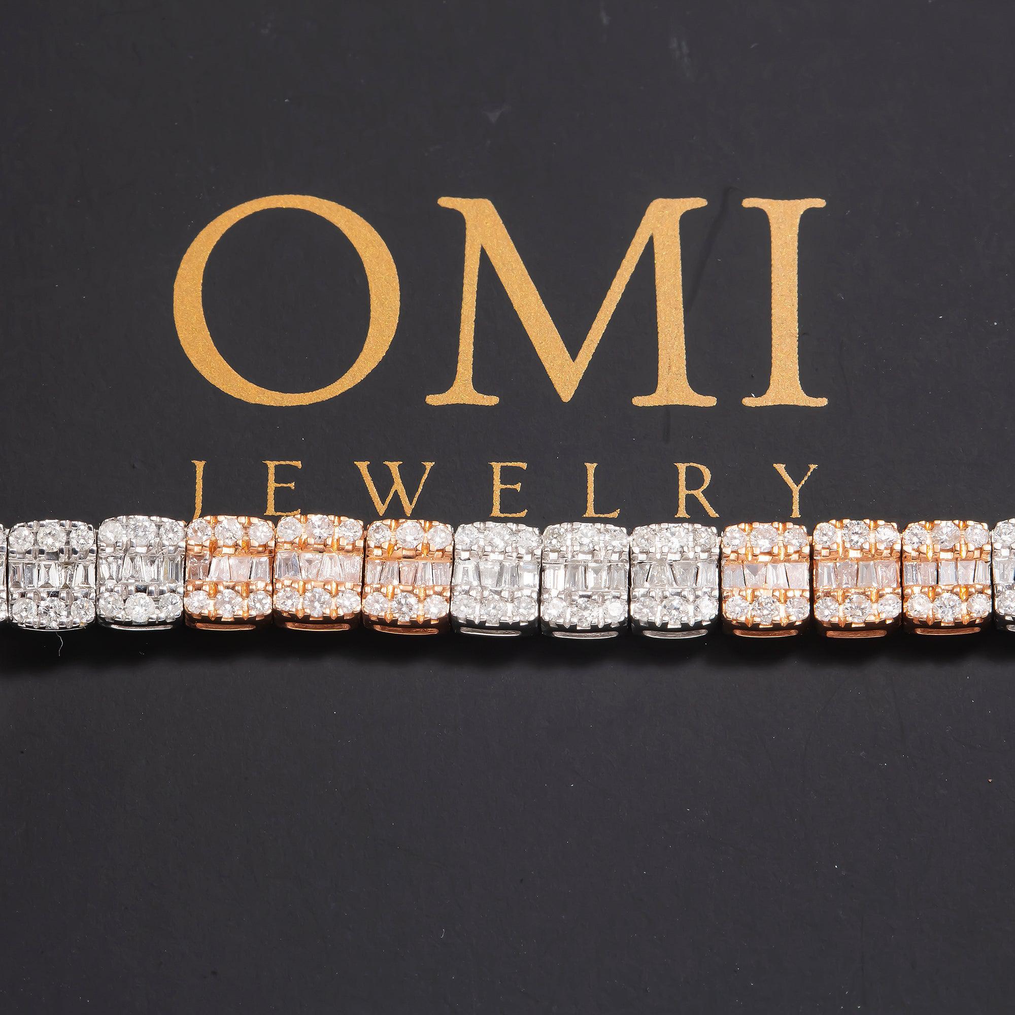 10K GOLD TWO TONE BAGUETTE DIAMOND CHAIN 9.40 CT