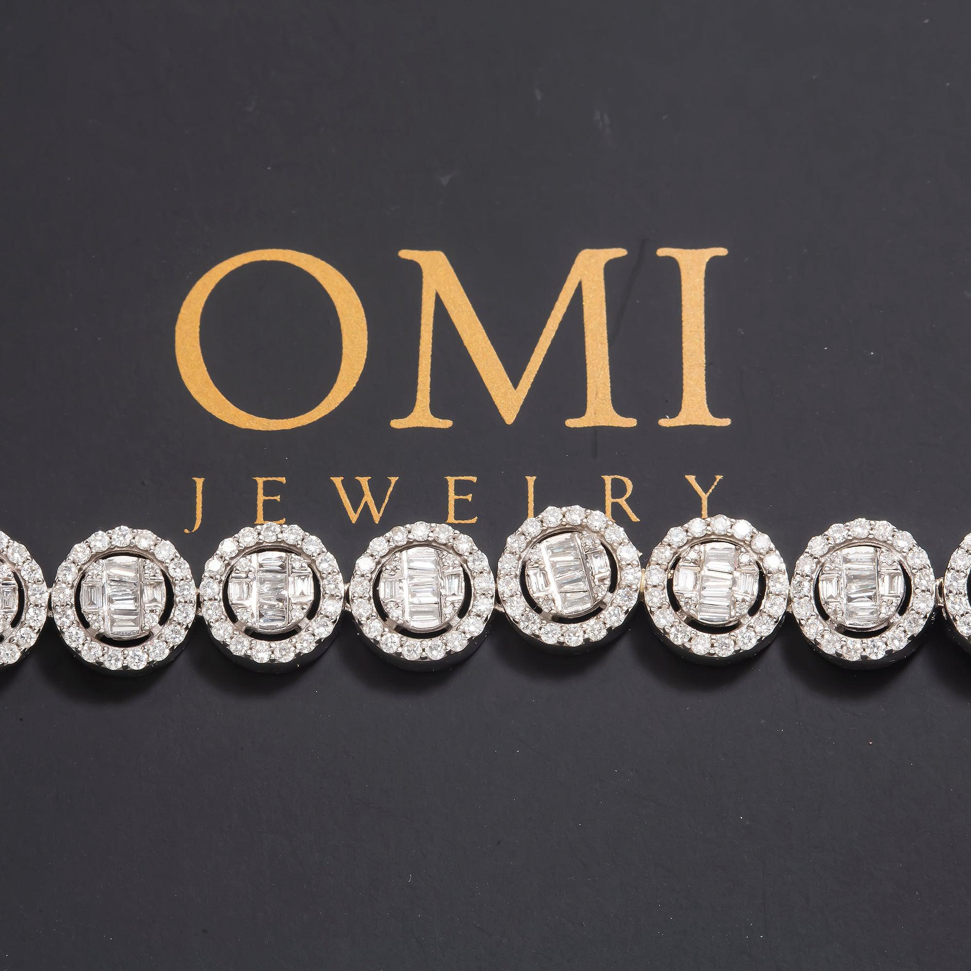 10K GOLD BAGUETTE AND ROUND DIAMOND CHAIN 12.90 CT