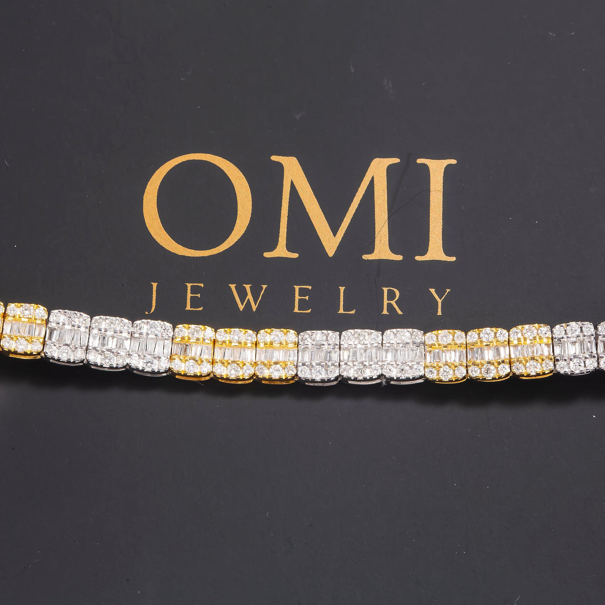 10K GOLD TWO TONE BAGUETTE DIAMOND CHAIN 9.93 CT