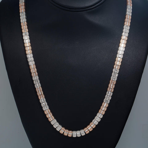 10K GOLD TWO TONE BAGUETTE DIAMOND CHAIN 14.29 CT