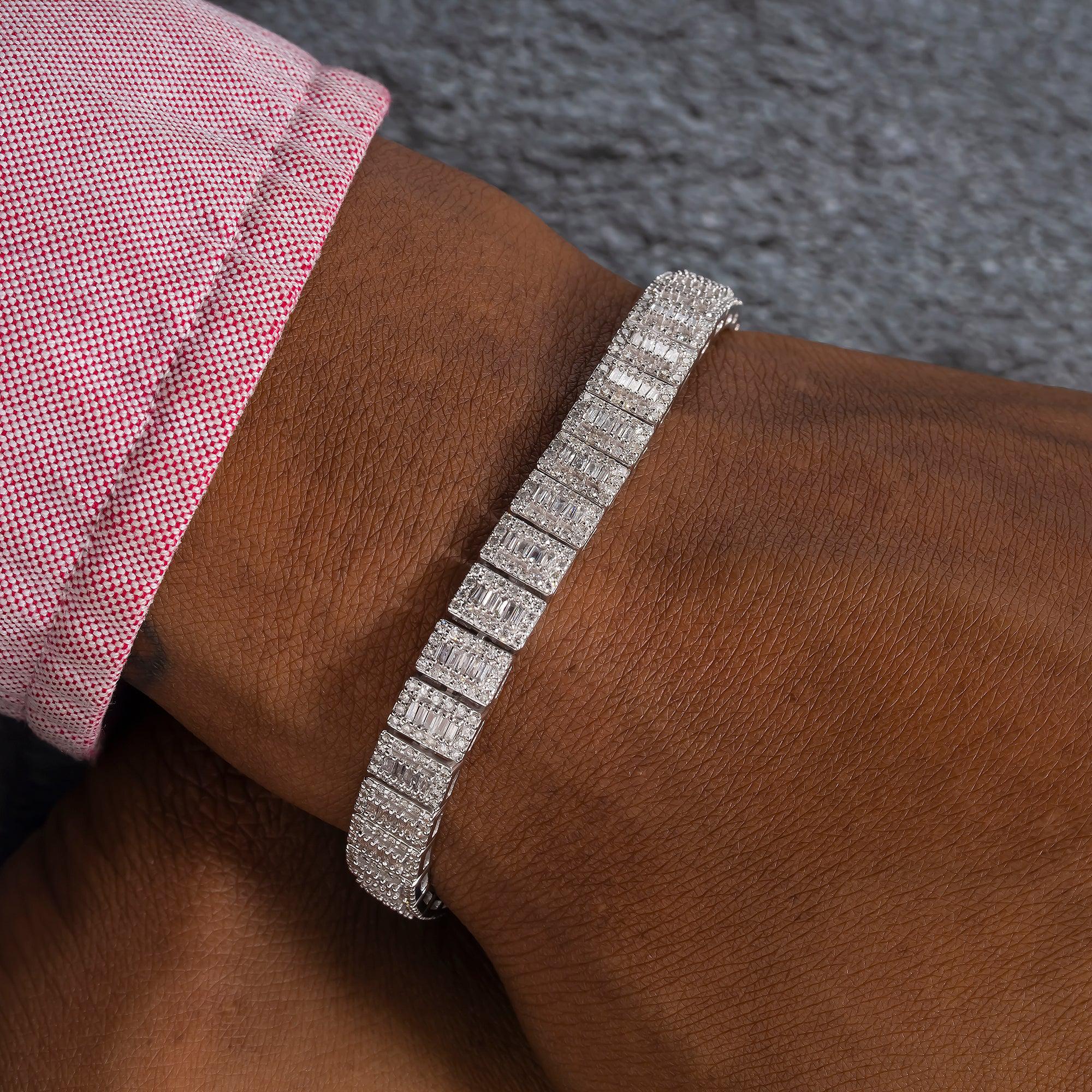 10K GOLD BAGUETTE DIAMONDS BRACELET 4.84 CT