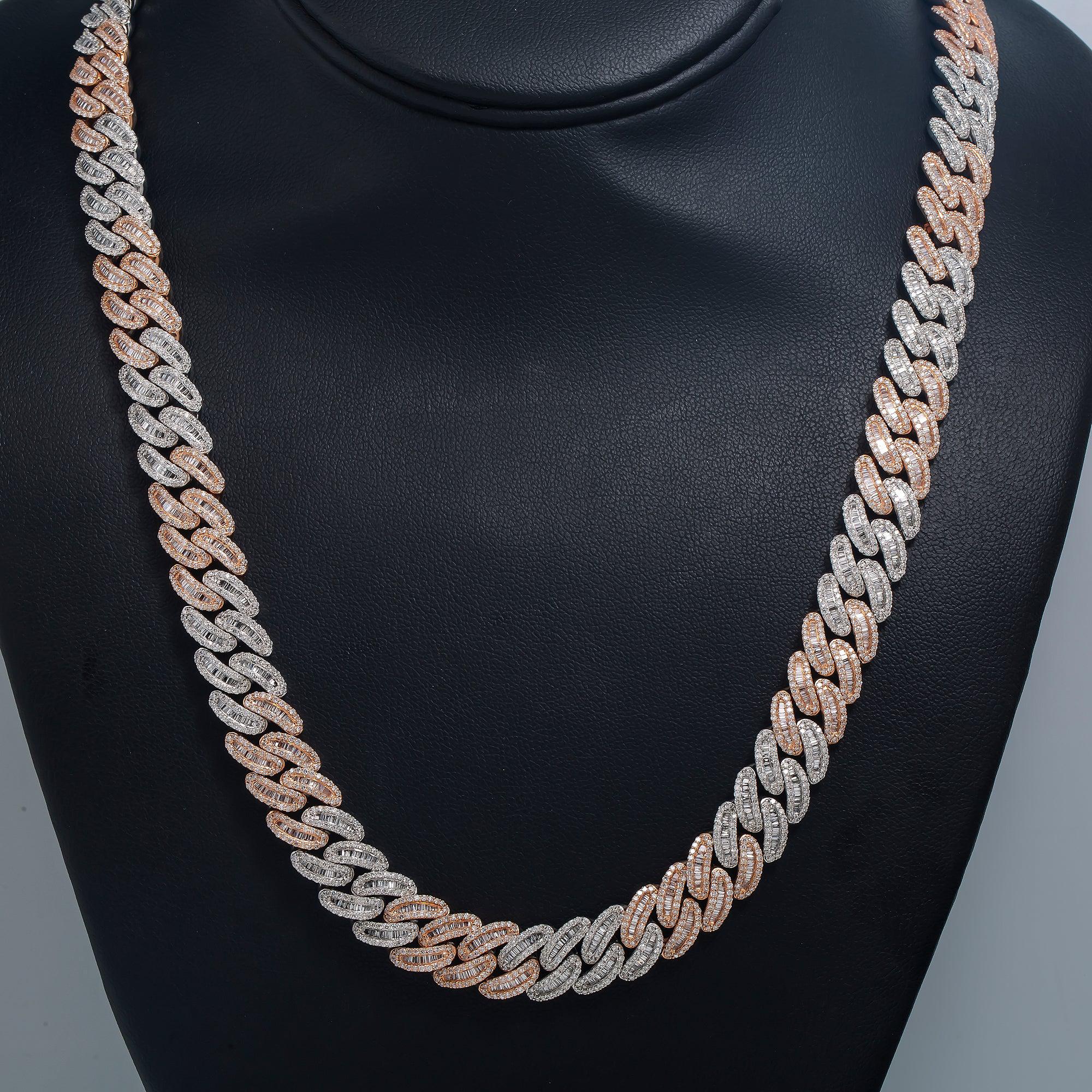 10K GOLD BAGUETTE DIAMOND 11MM CUBAN LINK CHAIN 19.64 CT